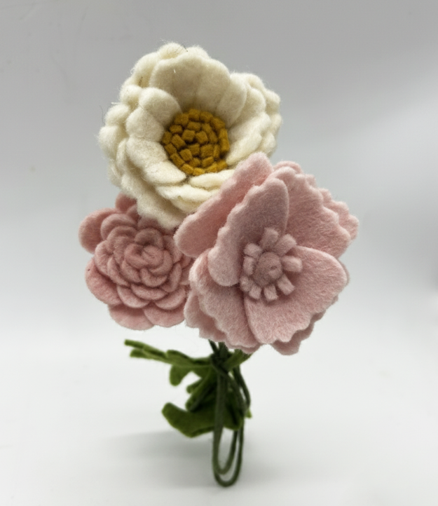 Mini Felt Rose & Anemone Bouquet | Handmade Felt Flowers